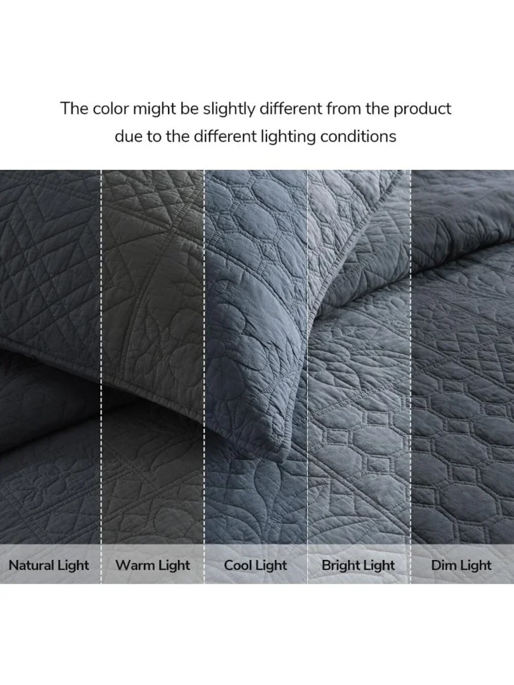 100% Cotton King Quilt Set - Steel Blue Patchwork Farmhouse Bedding, Soft